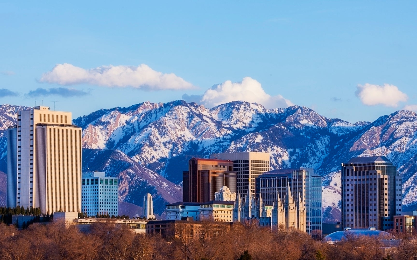 View of downtown Salt Lake City and the surrounding mountains.