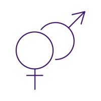 purple icon of male and female gender symbols