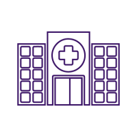 purple icon of hospital