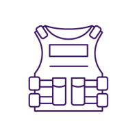 purple icon of military vest with many pockets