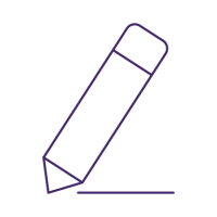 purple icon of pencil drawing a line